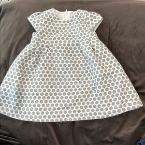 Tartine et Chocolat Gray and White Polka Dot Dress